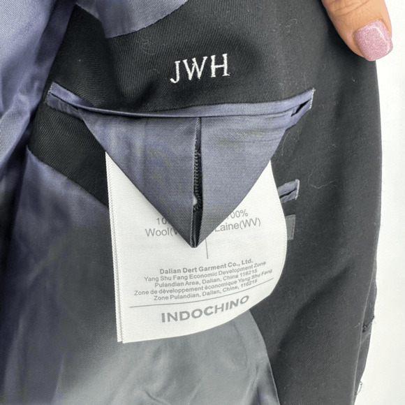 Indochino Mens Wool Newbury Sport Coat Blazer 44 Regular Black Two Buttons - Picture 12 of 14